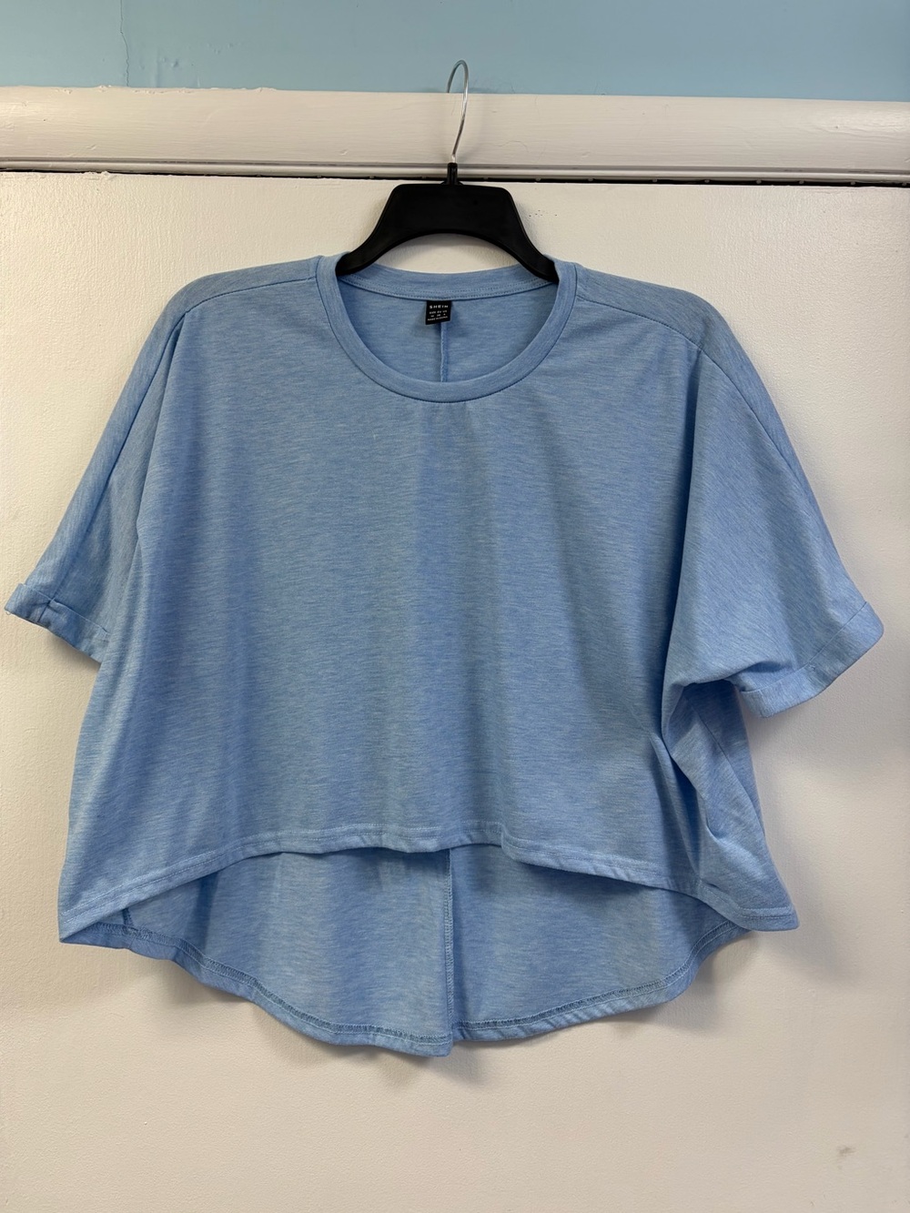 SHEIN Light Blue Cropped High Low Tee